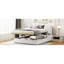 Grand lit plateforme en molleton avec rangement hydraulique - Rangement blanc, revêtu de tissu d'ameublement doux-1738602564