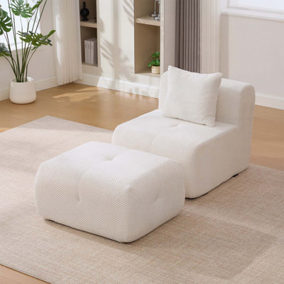 Armless Accent Chair With Ottoman