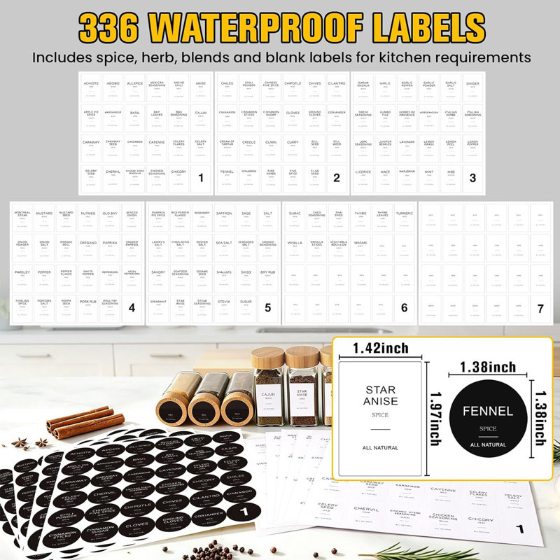 Lot de 36 pots à épices en verre de 120 ml (4 oz) pour le rangement des assaisonnements