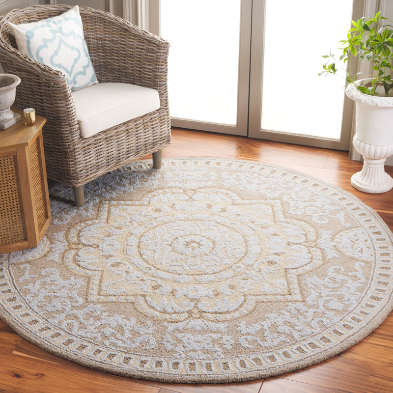 Lutrica Abstract Hand Tufted Wool With Cotton Cloth Backing Oriental Rug, Square 6'