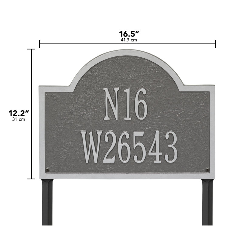 Wisconsin Special 3-Line Wall Address Plaque, Pewter and Silver, Yes