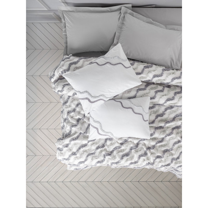 Pique Bedding Set, Grey, 90.6 x 98.4 in | 100% Polyester with 145 Thread Count | Includes Flat Sheet (94.5 x 102.4 in) & 2 Pillowcases (19.7 x 27.6 in) | Machine Washable, Soft & Durable Design