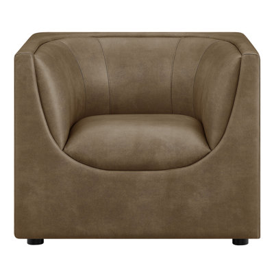 Dunkley Curved Back Vegan Leather Armchair In Mushroom