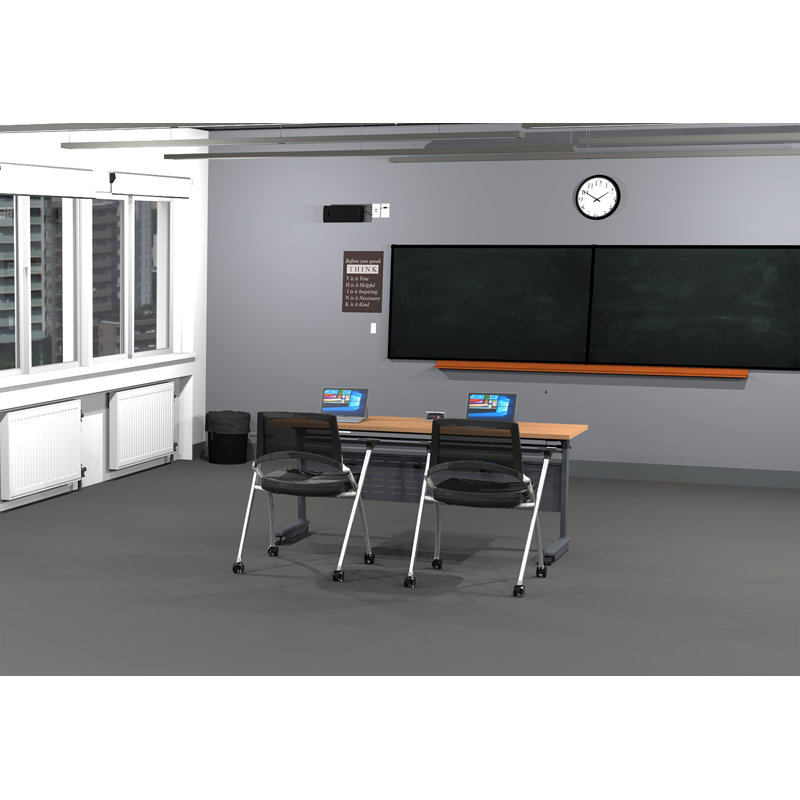 Beneta 2 Person Training Meeting Seminar Table with Modesty Panel and 2 Chairs Complete 3 pc Set