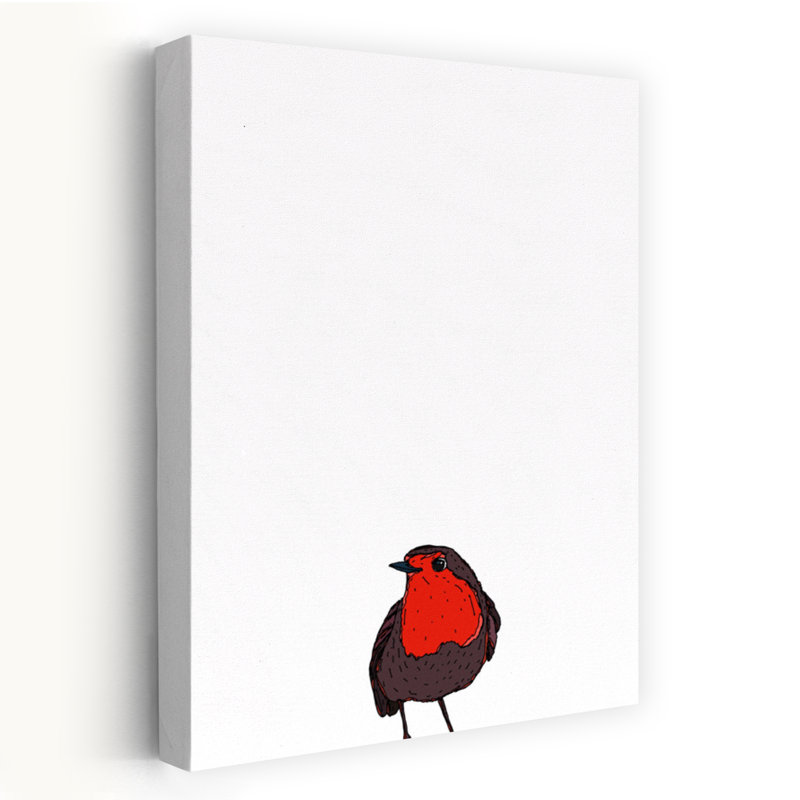 Petit oiseau rouge, oiseau minimaliste, nature, faune, 48" H x 32" W