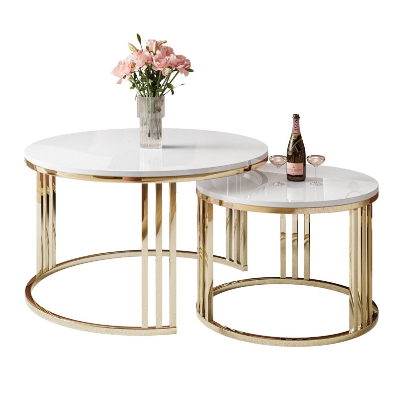 Dinant Frame Coffee Table, White, Powder-coated Gold
