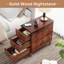 Table de bout étroite en bois massif de 11,81 po, table de chevet 3 tiroirs entièrement assemblée, table de chevet mince pour les petits espaces, table d'appoint pré-assemblée brune pour la chambre à coucher ou le salon (aucune installation requise)