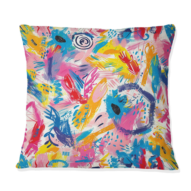 Rose bleu abstrait cirque pastel V - coussin abstrait, Carrée, H 18 po x l 18 po