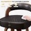Ensemble de 2 tabourets de bar pivotants à hauteur de comptoir de 26,8 po pour îlot de cuisine, tabourets de bar noirs revêtus de similicuir et pieds en bois massif, VF