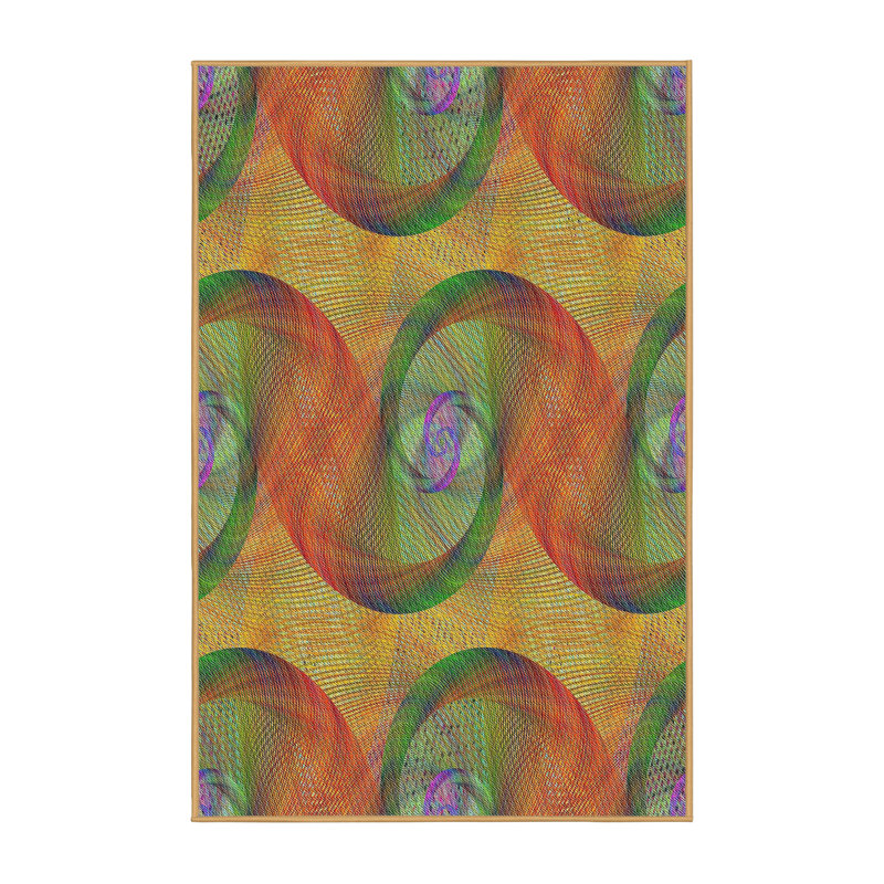 Jaune Tapis décoratif abstrait, Rectangle 5 pi x 8 pi