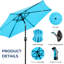 Parasol d'extérieur bleu 7,5 pi avec inclinaison de 45 pieds et évent, idéal pour se prélasser au bord de la piscine