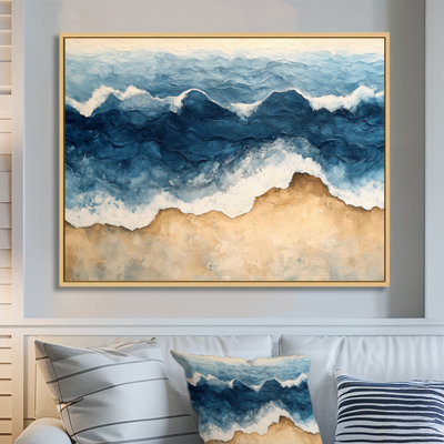 Tropical Beach Wall Art, Abstract Ocean Waves Meet Coast, Ocean Ripple Canvas