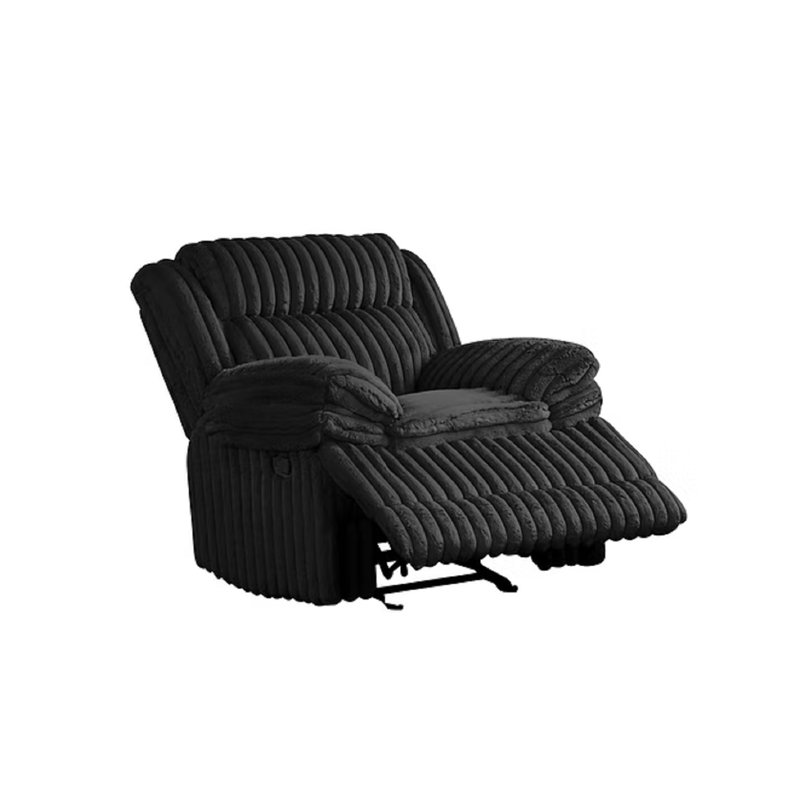 Ensemble de canapé inclinable en tissu Fazeley, Velours côtelé noir