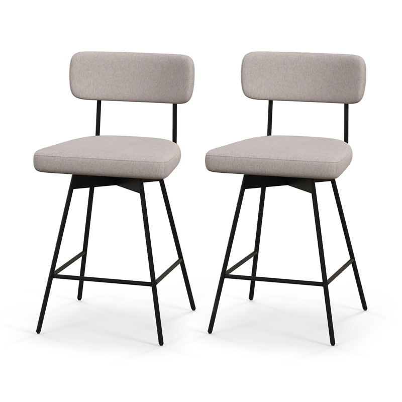 Keilei Swivel Upholstered Counter Stool, Counter Stool (25" Seat Height), Beige