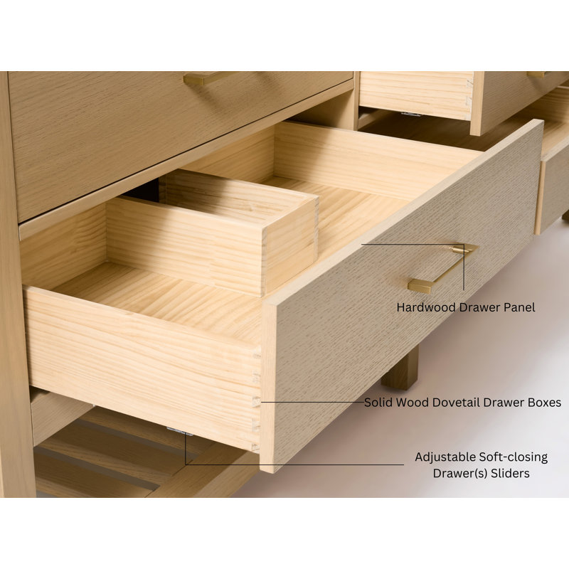 Elizabeth 60'' W Vanity, Oak/Rose Gold, Pure White Quartz
