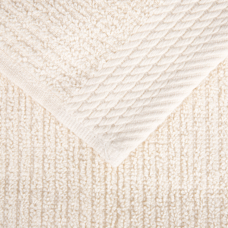 Airyonna 10-Pc Bath Towel Set - Luxurious 100% Cotton Ribbed Pile Absorbent Bathroom Set Towels, Bone