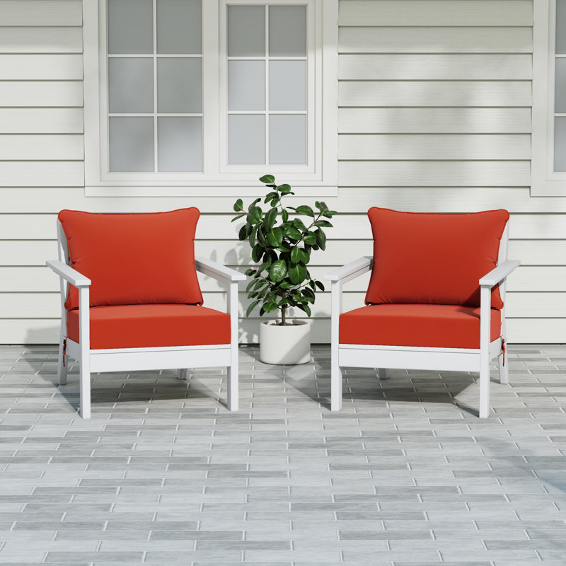 Chaise profonde avec coussins (ensemble de 2), Orange, Blanc