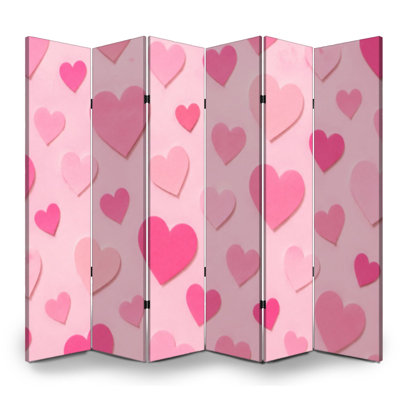 Cloison pliante à 6 panneaux séparateurs de cloisons en toile rose pastel