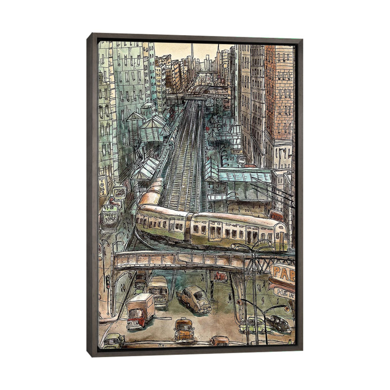 Around The Bend - Wall Art Print - Framed Canvas, 26" H x 18" W, Framed Print without Mat, Gray