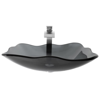 Novatto 15'' Glass Bathroom Sink with Faucet