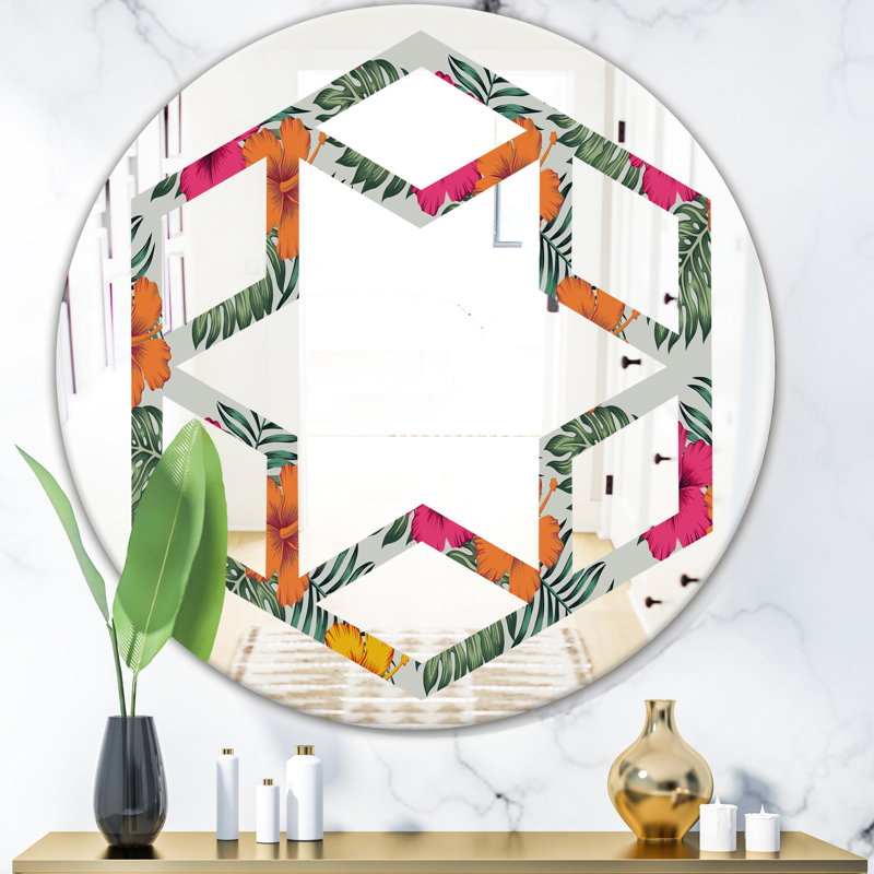 Miroir mural Hexagon Star Coastal, 31,5 po x 31,5 po, Tropical Leaves III 