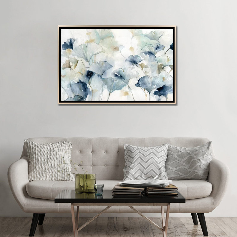 «Glorious Gingko» par Carol Robinson, reproduction d'art, H 40 po x l 60 po x P 1,5 po, Impression encadrée, Champagne