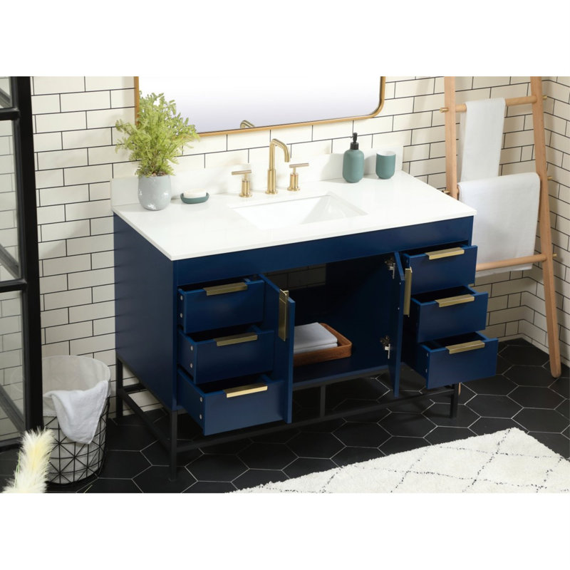 Ensemble de meuble-lavabo simple 48 po Eugene, bleu