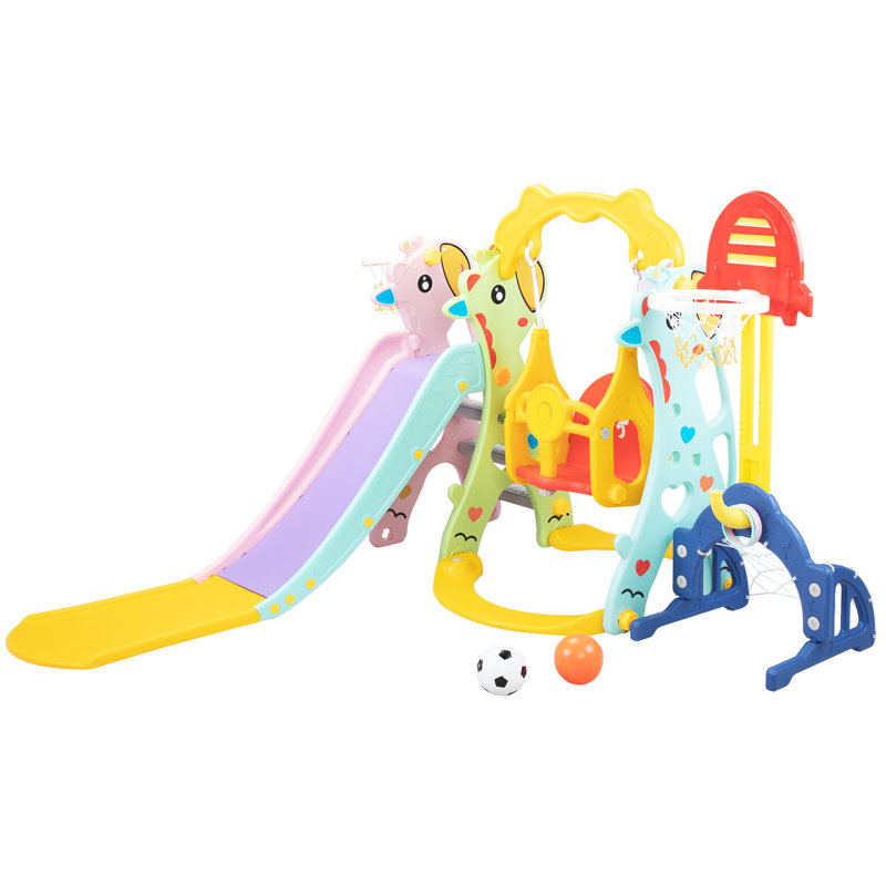 Tobbi 5 in 1 Toddler Slide and Swing Set, Yellow