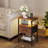 Night Stand, End Table With Charging Station, LED Bedside Table With Fabric Drawer For Bedroom, 3-Tier Side Table With Open Shelf, Rustic Brown