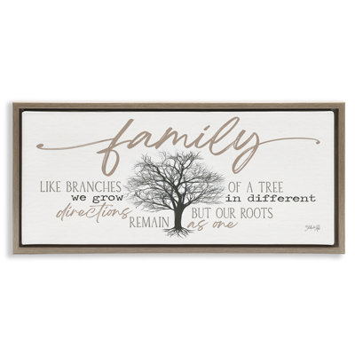 Family Like a Tree Sentiment Framed Floater Canvas Wall Art by Marla Rae