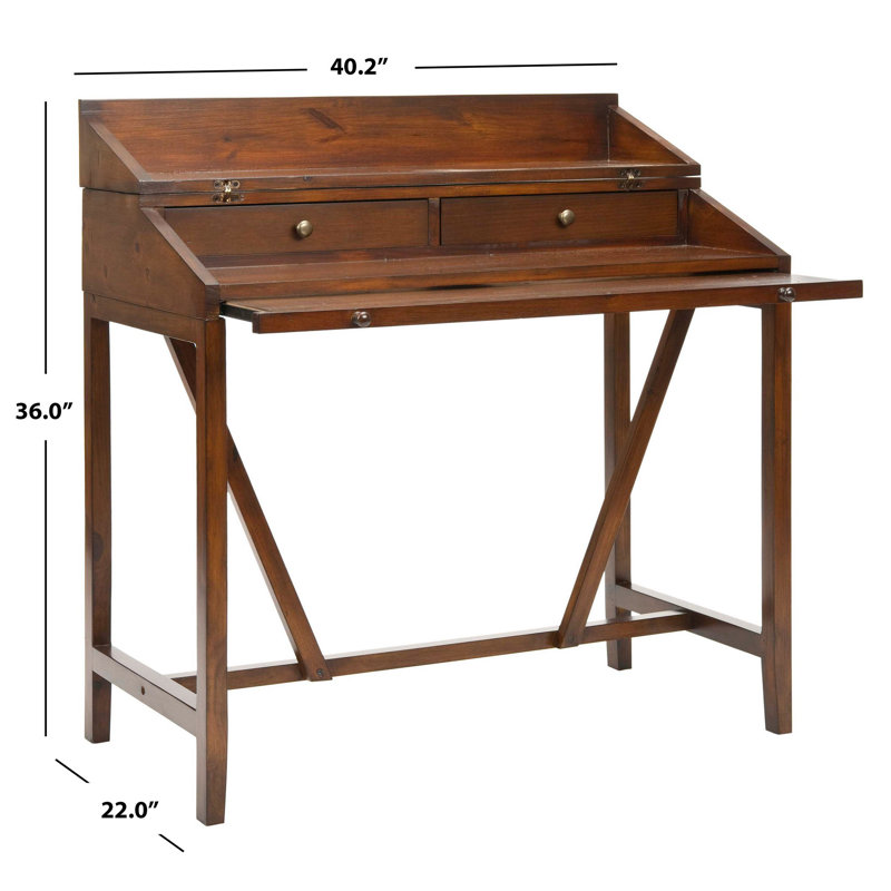 Brileigh Solid Wood Writing Desk, Dark Walnut