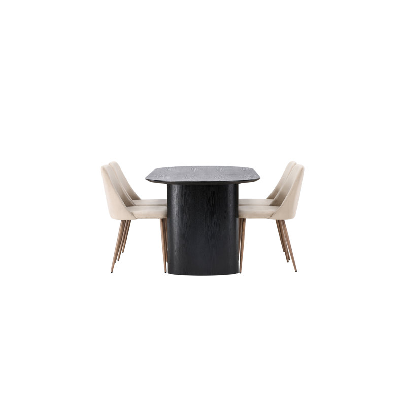 Mize 4 - Person Dining Set, Brown, Brown, Black