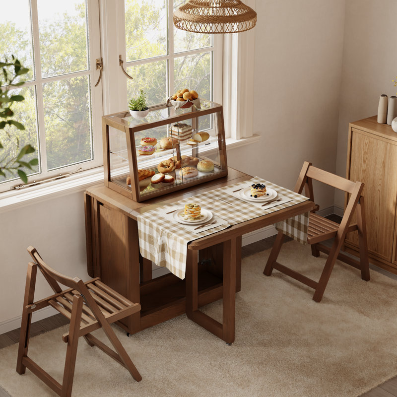 Table de salle à manger pliante en bois massif