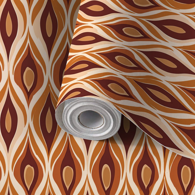 Papier peint adhésif peler et coller en PVC, revêtement mural auto-adhésif amovible avec motifs de losanges géométriques ondulés rétro de style Mid-Century, imperméable pour la décoration intérieure - Rouleau