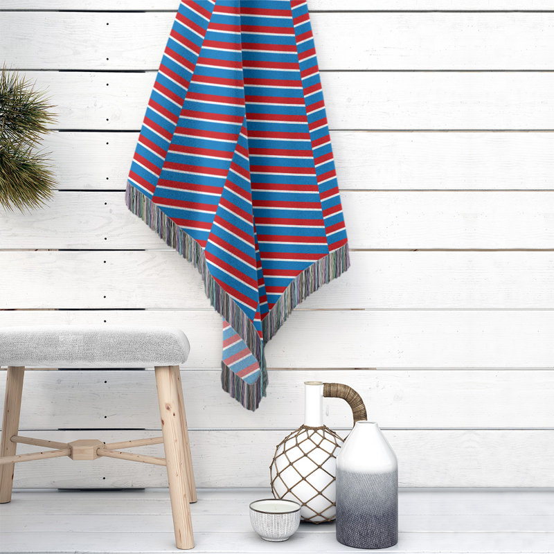 Hand Woven Throw Blanket, 37" W x 52" L, Striped, Purple/Red