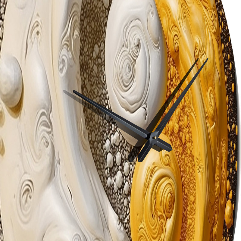 Horloge murale méditation blanche jaune et yin et yang, Moyenne
