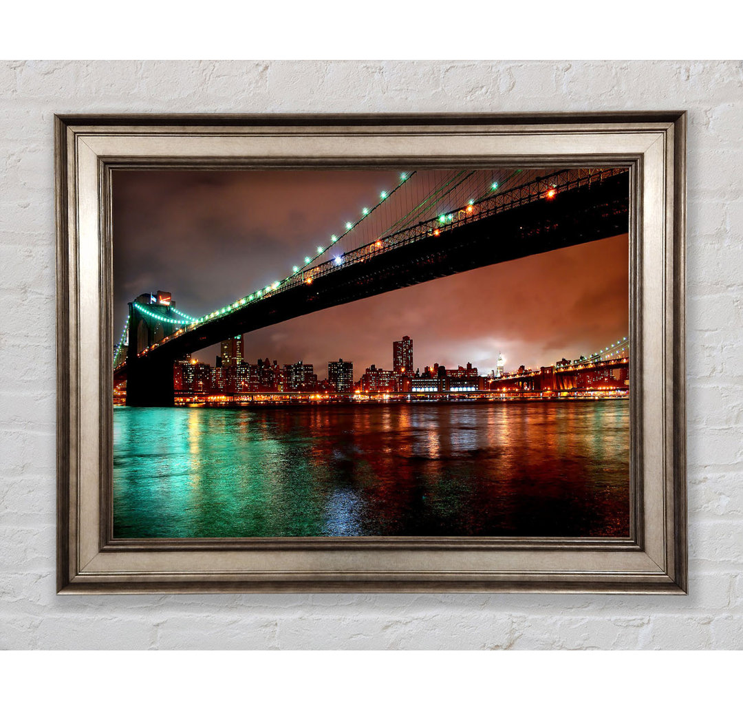 Brooklyn Bridge New York bei Nacht - Einzelne Bilderrahmen Kunstdrucke