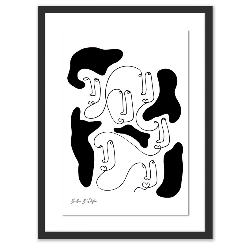 Truecrew Print by Shatha Al Dafai, 48" H x 35" W x 2.5" D, Black