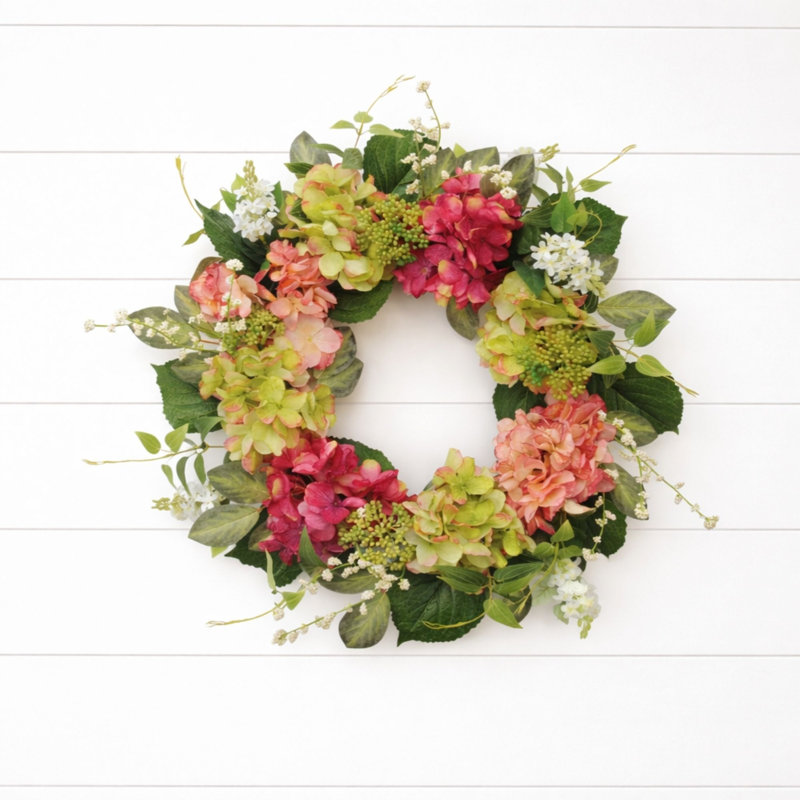 Couronne florale d'hortensia 22 pouces