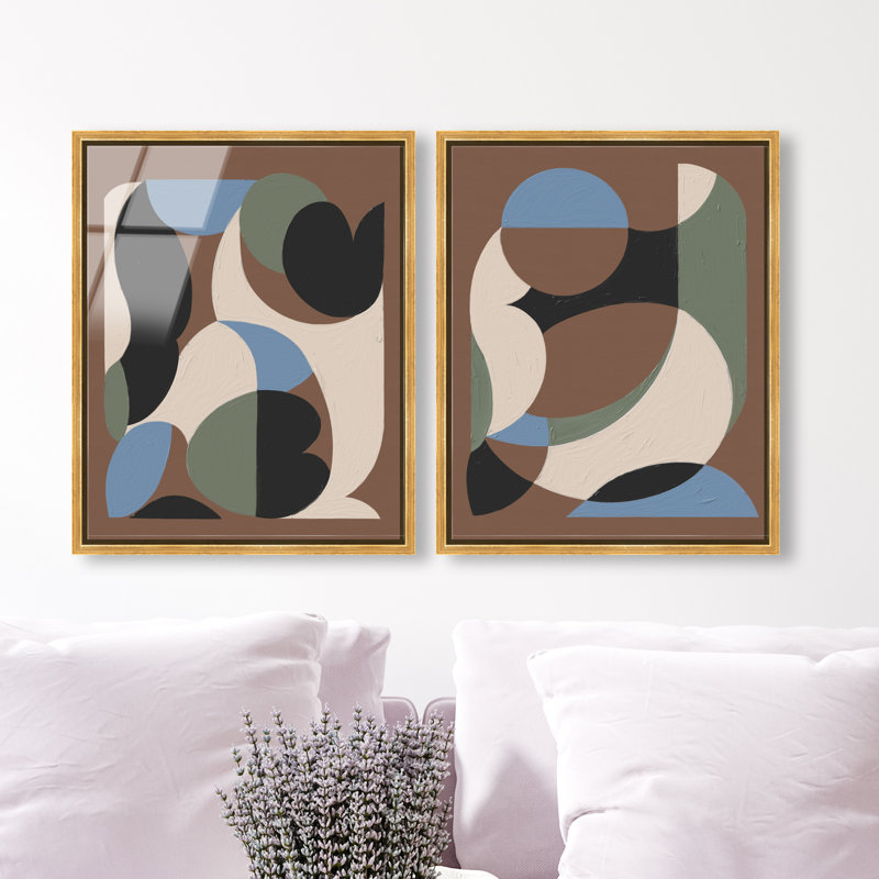 Centered Harmony Set by Oliver Gal, 21" H x 17" W, Gold Floater Frame