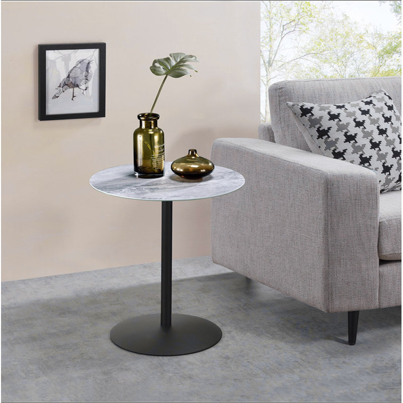 Table de bout l 17,5 po avec plateau texturé en marbre gris