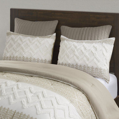 3-piece Chenille Tufted Cotton Comforter Set – Queen Farmhouse Style With Reversible Botanic Print