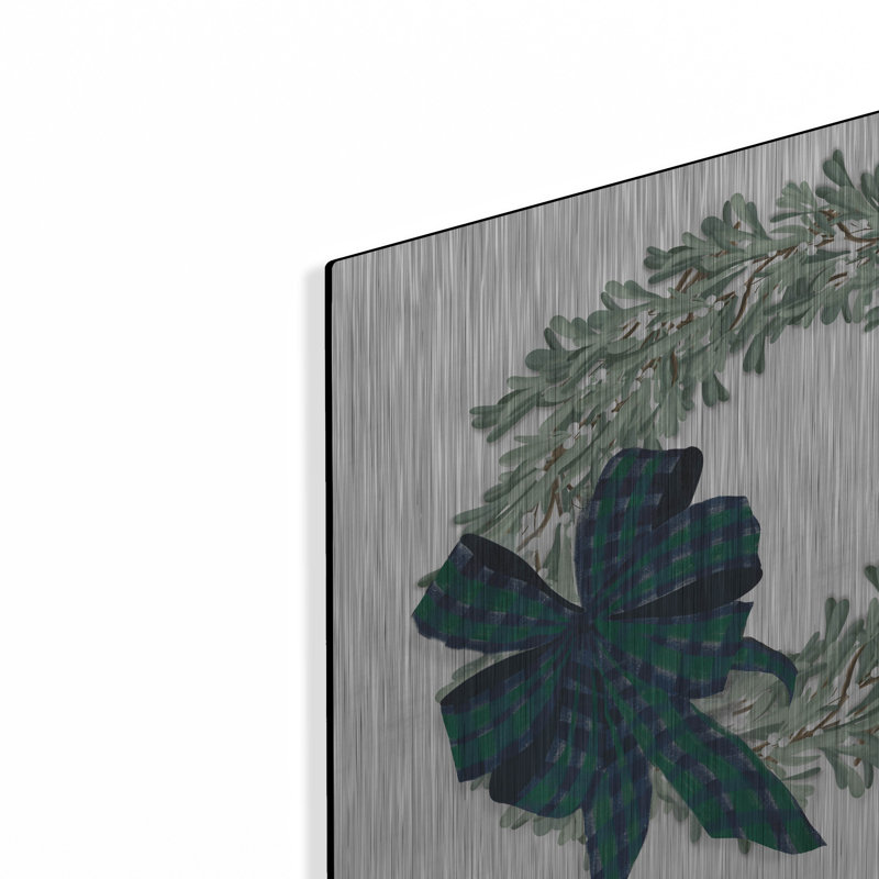 Art mural en métal luxueux «Mistletoe Wreath» par House Fenway, 12 po x 12 po, H 12 po x l 12 po