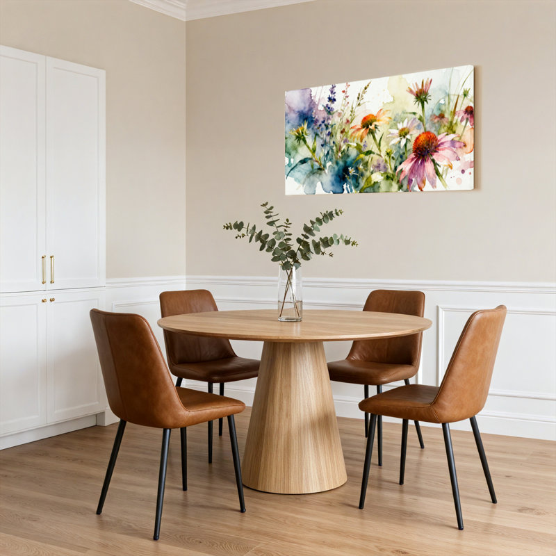 Ensemble de 1 tableau mural sur toile tendue, motif floral aquarelle jardin, H 12 po x l 36 po