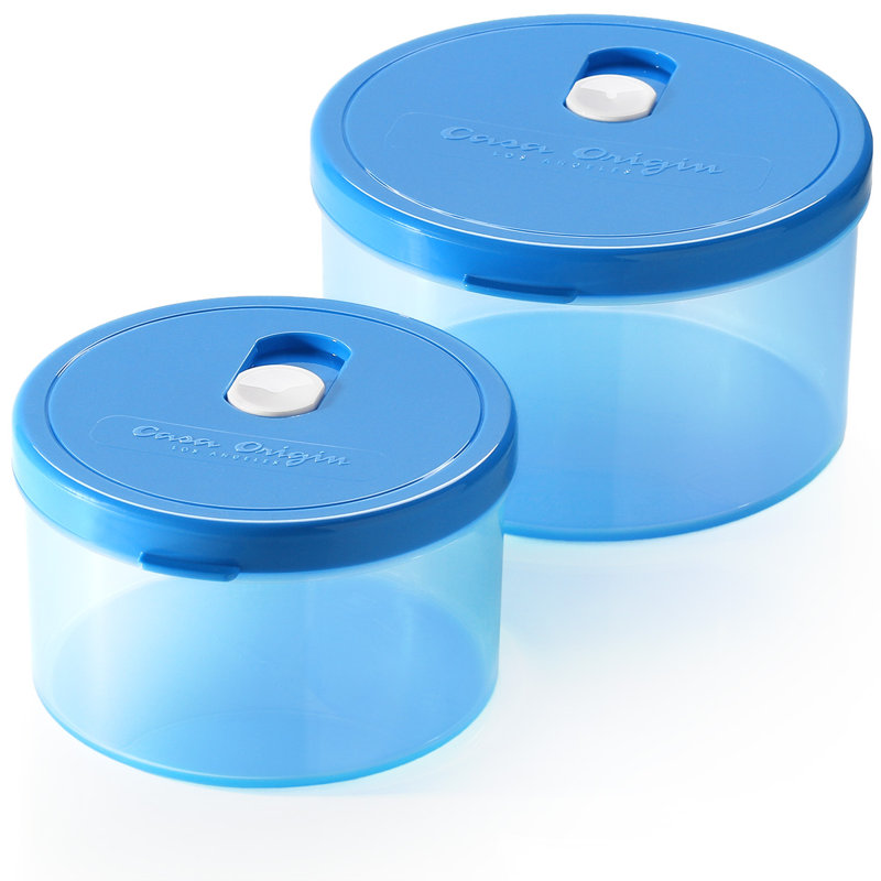 Ensemble de rangement pour aliments rond 2 contenants, bleu