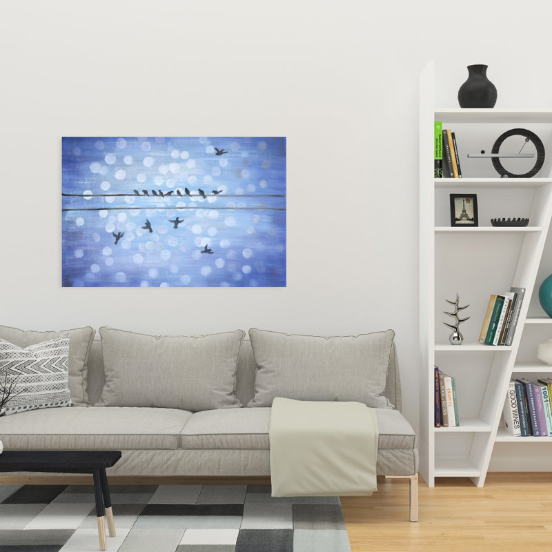 Oiseaux sur toile métallique | Art contemporain de chambre à coucher