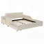 Lit tapissier en velours avec bureau de chevet et petit tabouret rond-811936897-811936898