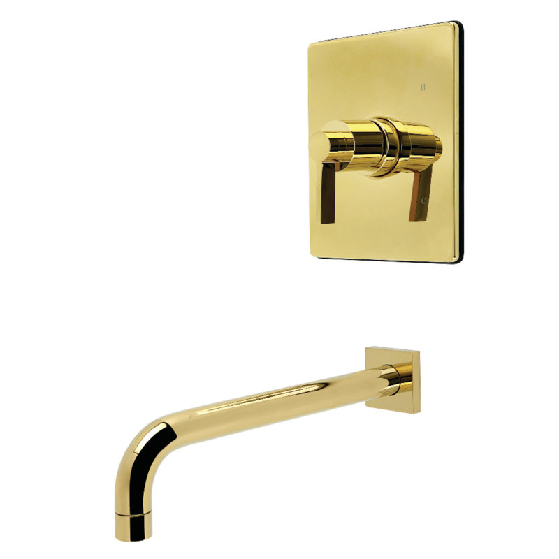 Robinet de baignoire à pression équilibrée à poignée simple Kingston Brass NuvoFusion, Laiton poli