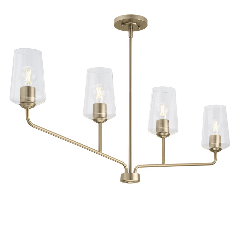 Celino Four-Light Linear Chandelier with Clear Glass, Bronze