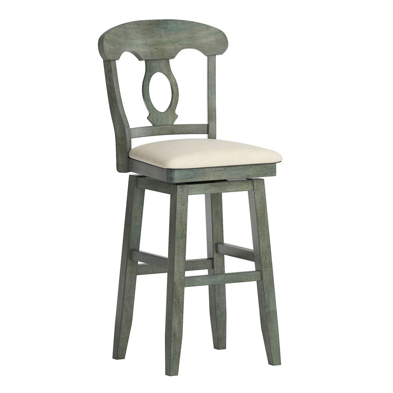Tabouret de comptoir pivotant rembourré Marcotte, Sauge antique, Tabouret de bar (siège d'une hauteur de 30,59 po)
